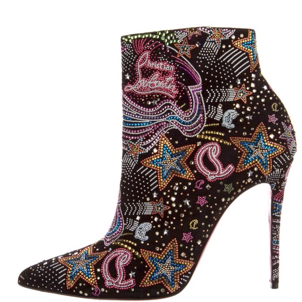 Christian Louboutin  Black Embellished strass so Kate booty 100 Ankle Boots